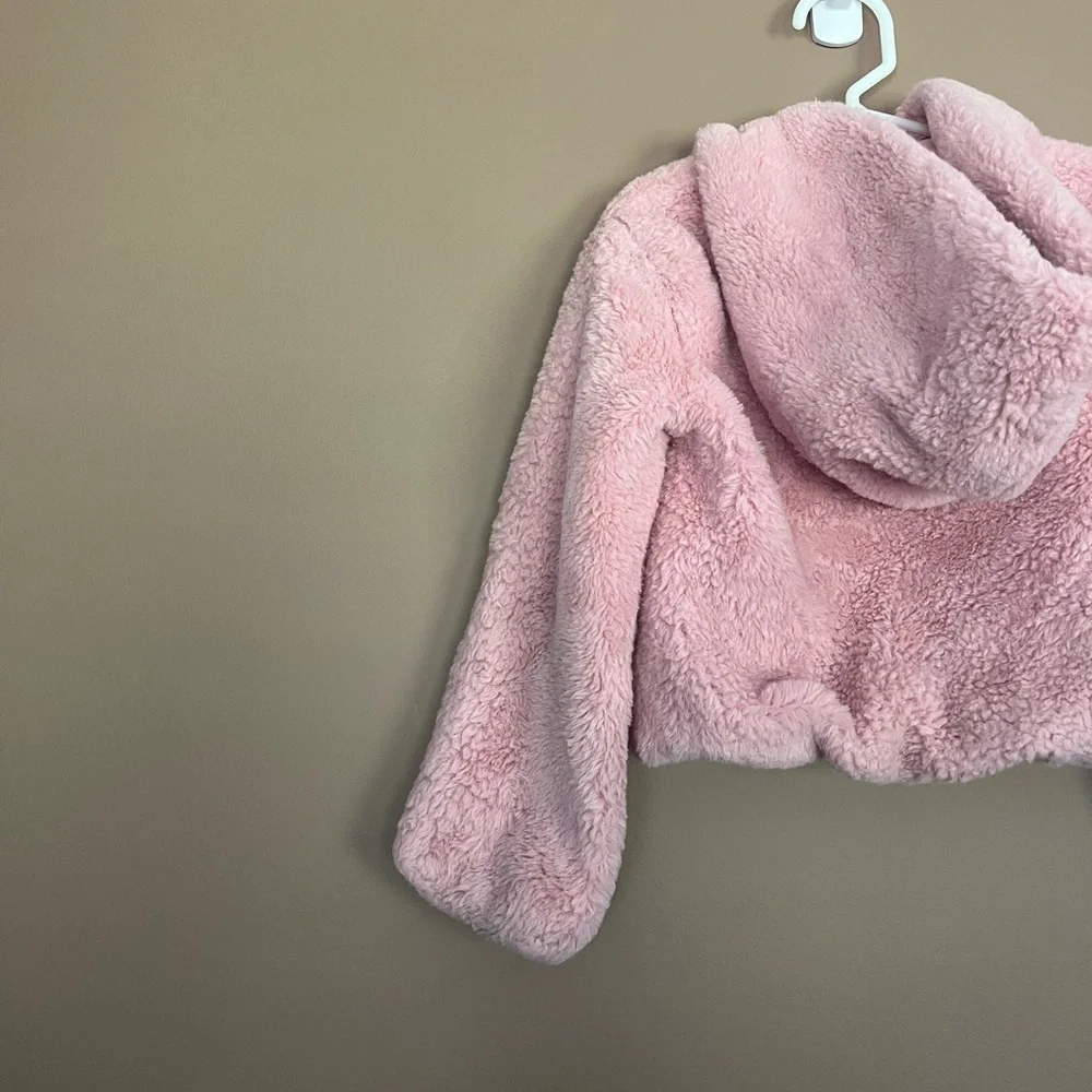 {OshKosh B'gosh} Faux Fur Hooded Jacket with Bubble Hem in PInk - Girls 5T